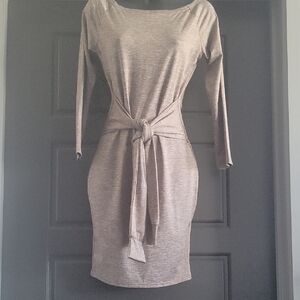 Elegant Tan Long-Sleeve Dress